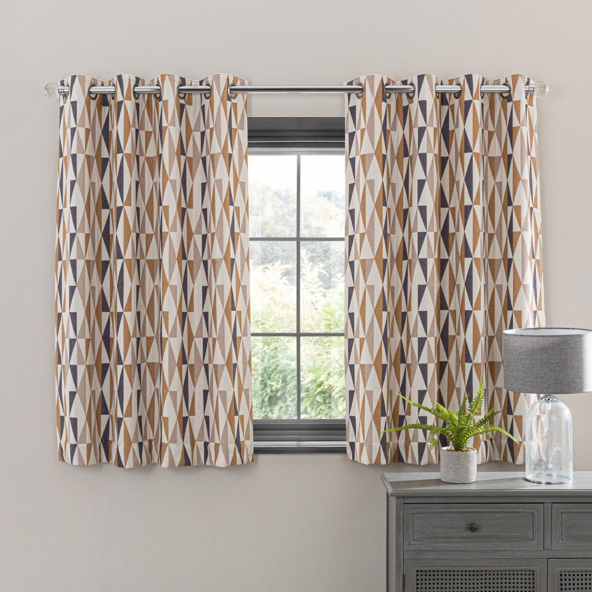 Elements Triangles Toffee Eyelet Curtains Brown, Grey and White – image 4