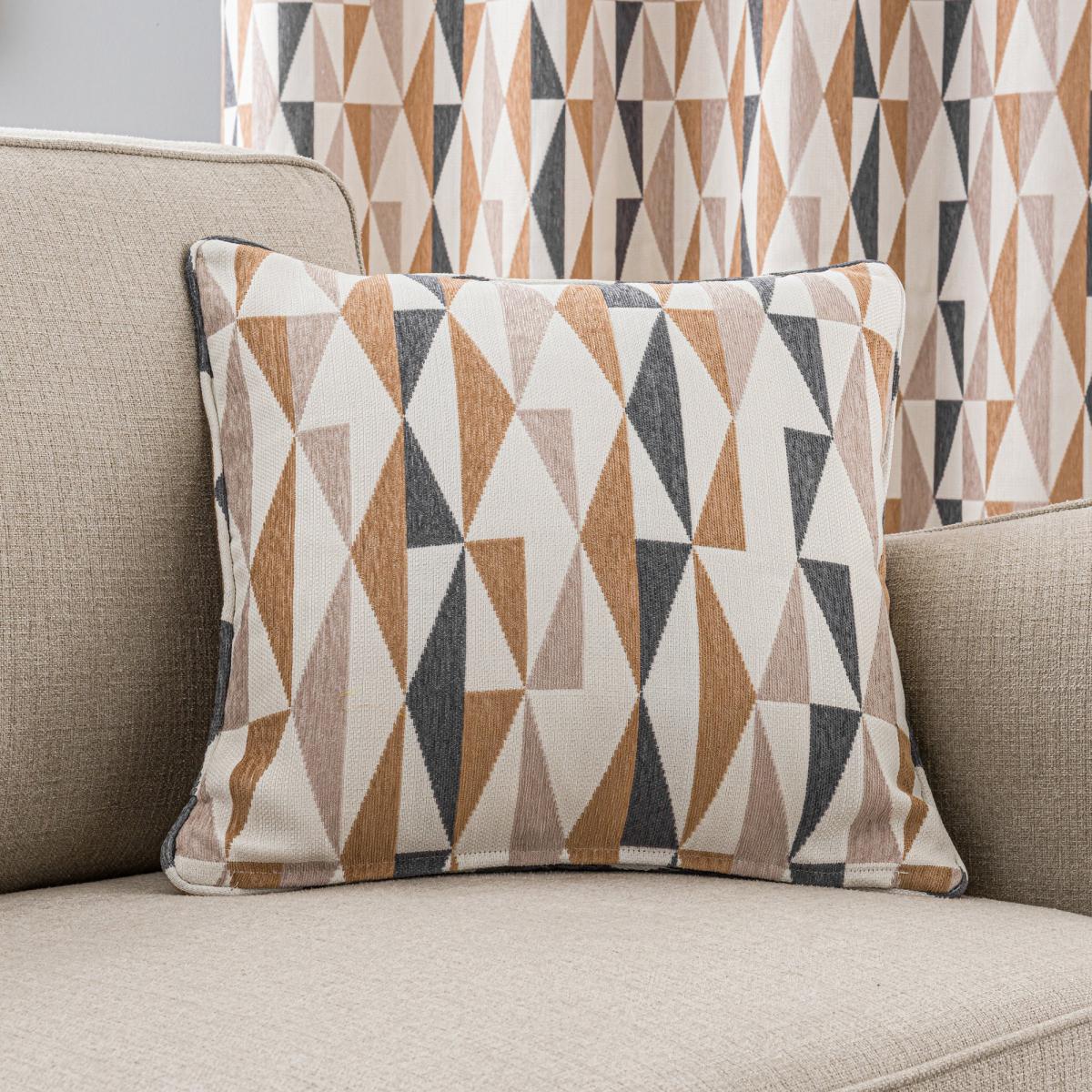 Elements Triangles Toffee Eyelet Curtains Brown, Grey and White – image 7