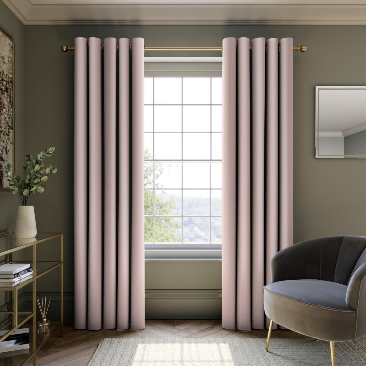 Mendoza Velour Rose Blackout Eyelet Curtains Rose (Pink) – image 2