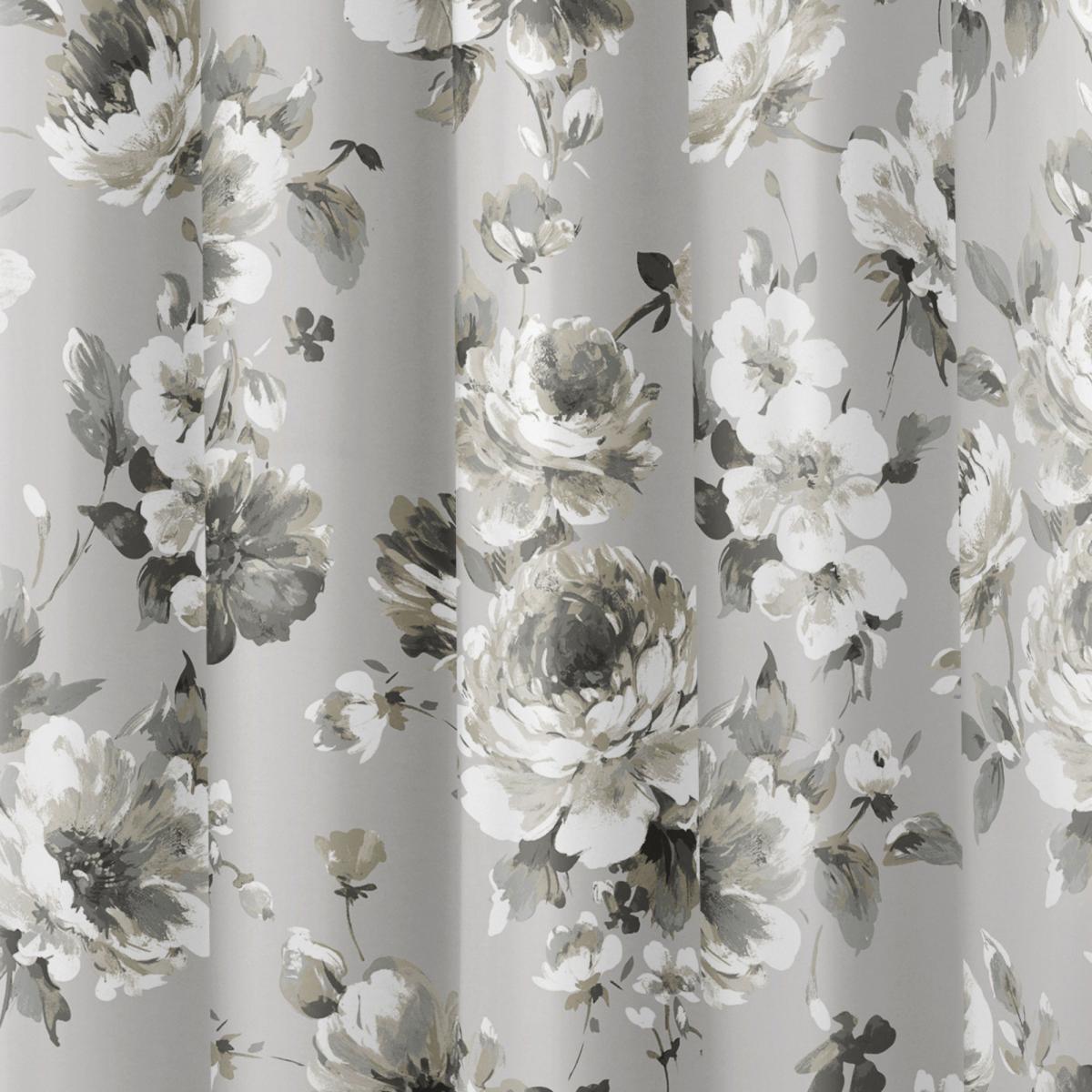 Fusion Charity Floral Grey Eyelet Curtains Grey and White – image 3