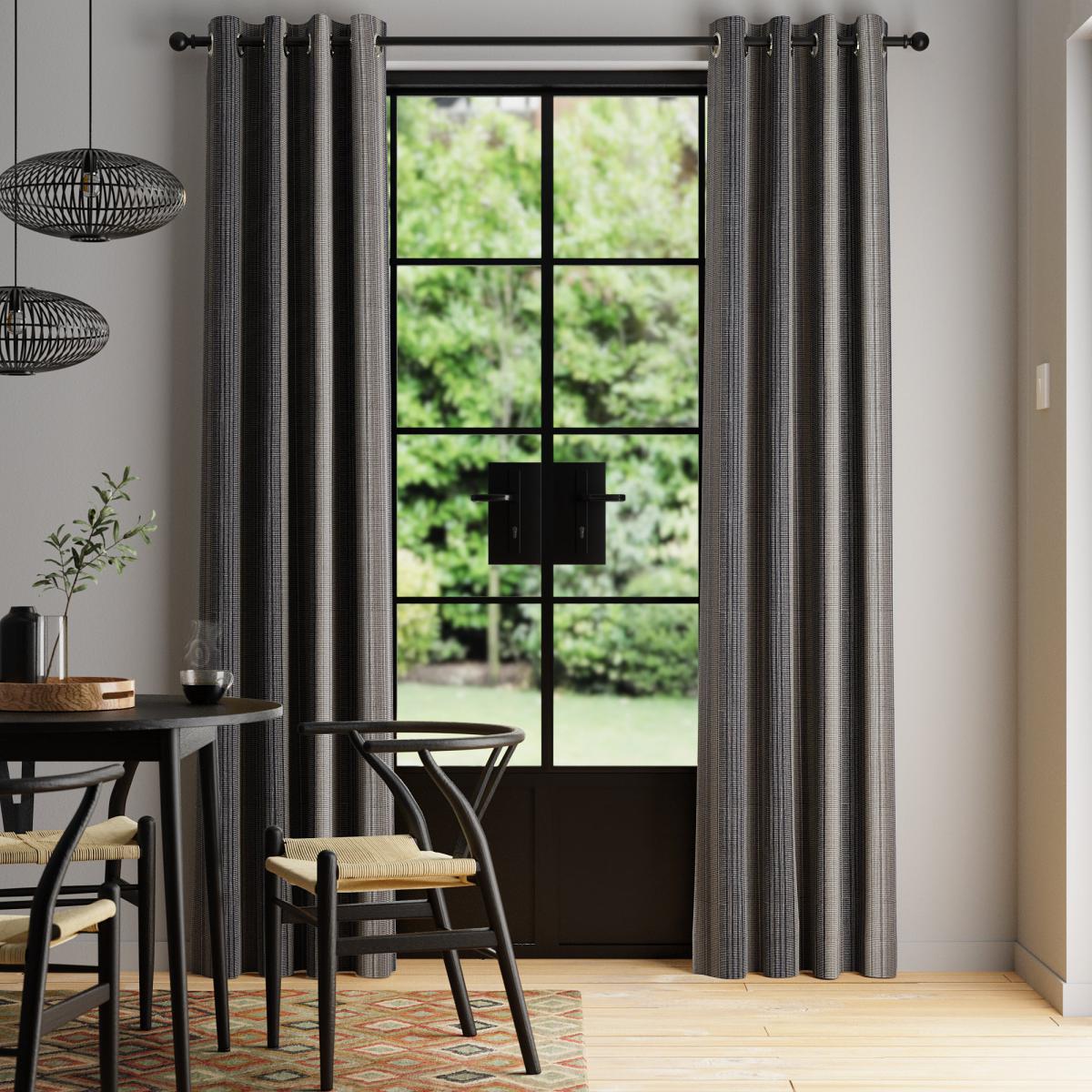 Cosy Stripe Navy Thermal Eyelet Curtains Navy – image 2