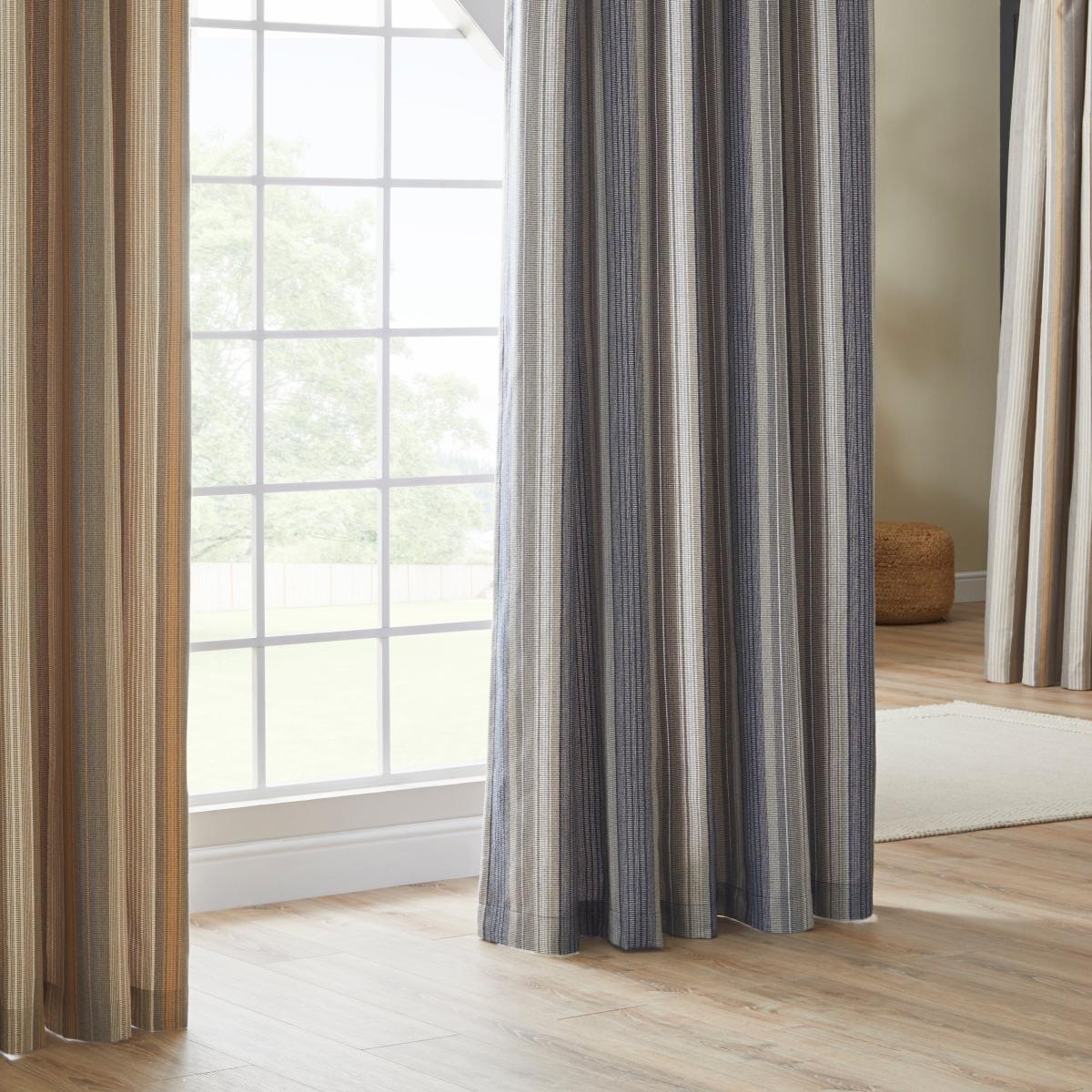 Cosy Stripe Navy Thermal Eyelet Curtains Navy – image 4