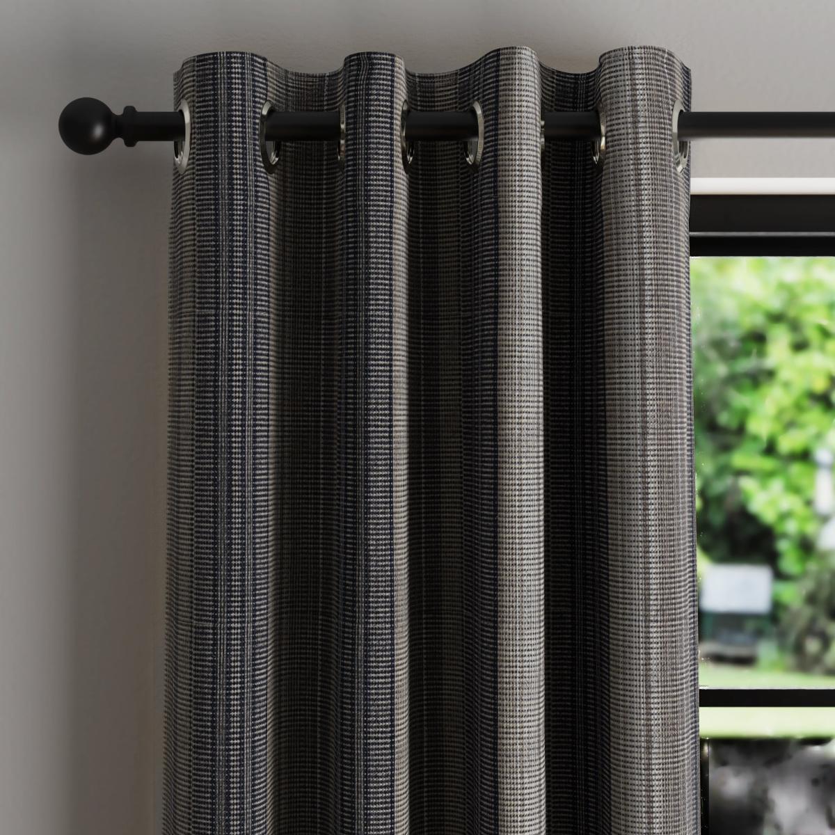 Cosy Stripe Navy Thermal Eyelet Curtains Navy – image 1