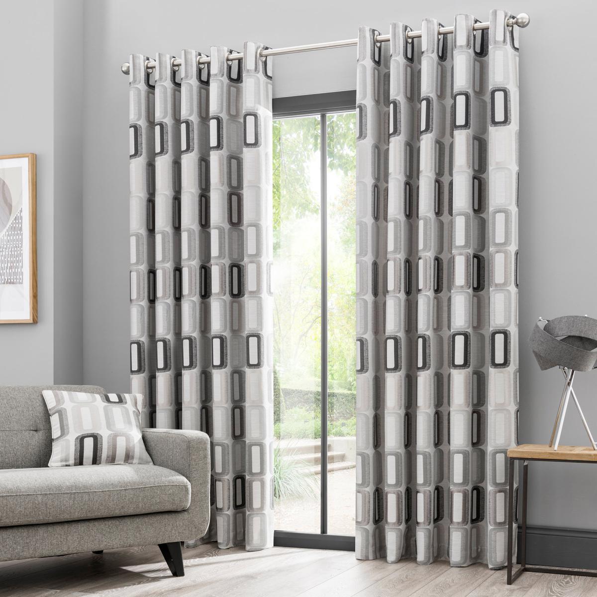 Elements Dahl Dove Grey Eyelet Curtains Grey and Black – image 2