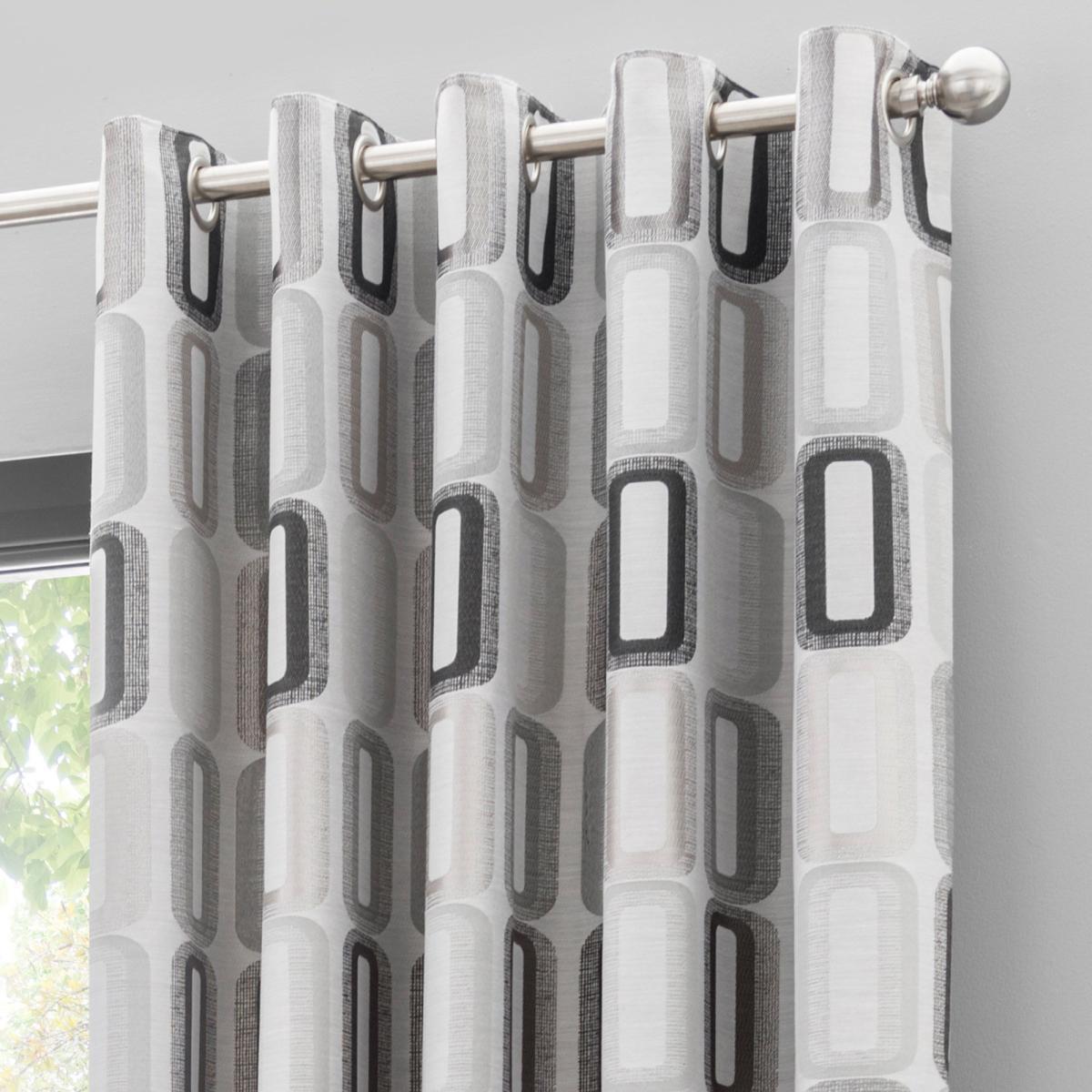 Elements Dahl Dove Grey Eyelet Curtains Grey and Black – image 4