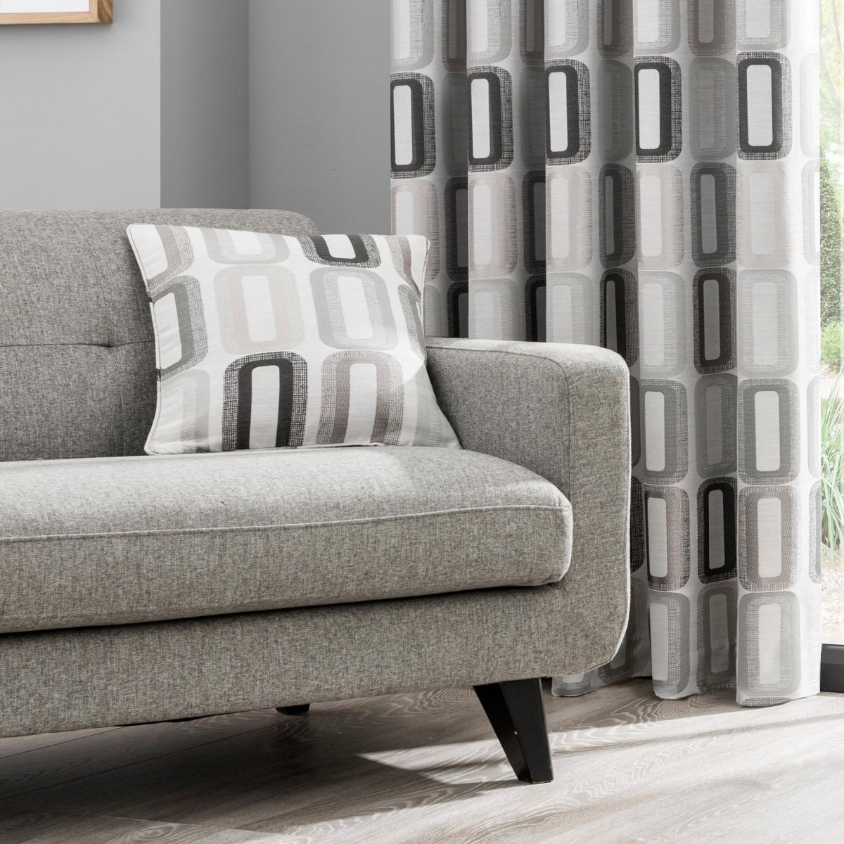 Elements Dahl Dove Grey Eyelet Curtains Grey and Black – image 5