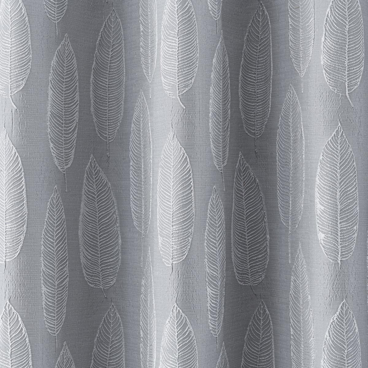 Glam Leaf Silver Eyelet Curtains Grey and White – image 3