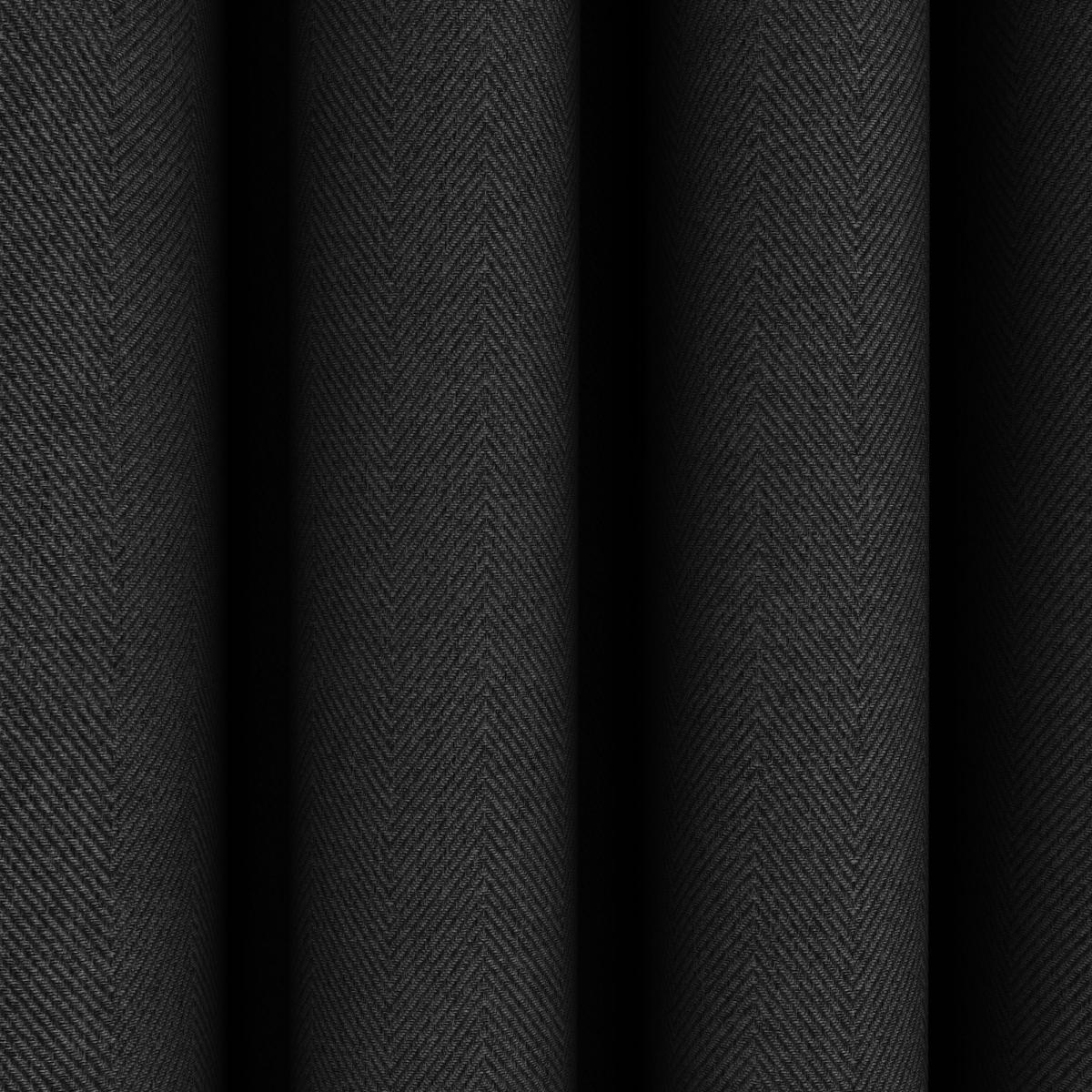 Rotterdam Herringbone Black Blackout Eyelet Curtains Black – image 3