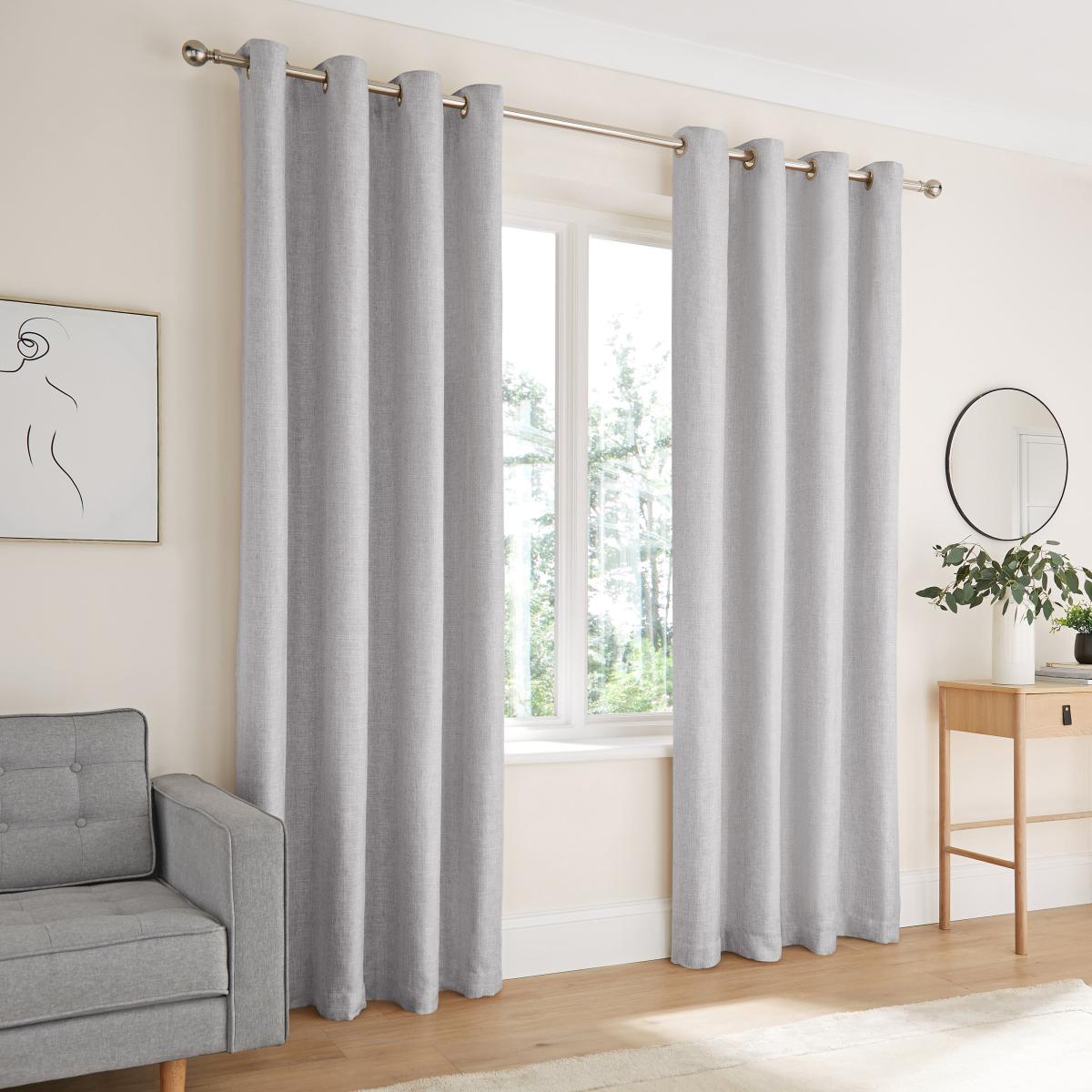 Gracie Dove Grey Eyelet Curtains Grey – image 2