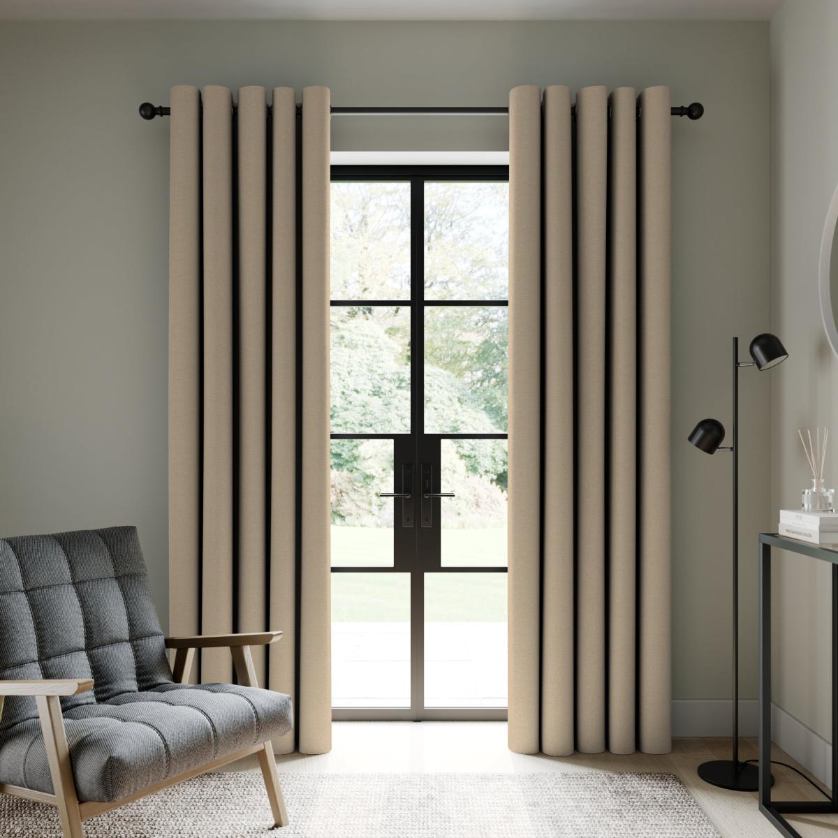 Berlin Linen Blackout Eyelet Curtains Linen – image 2