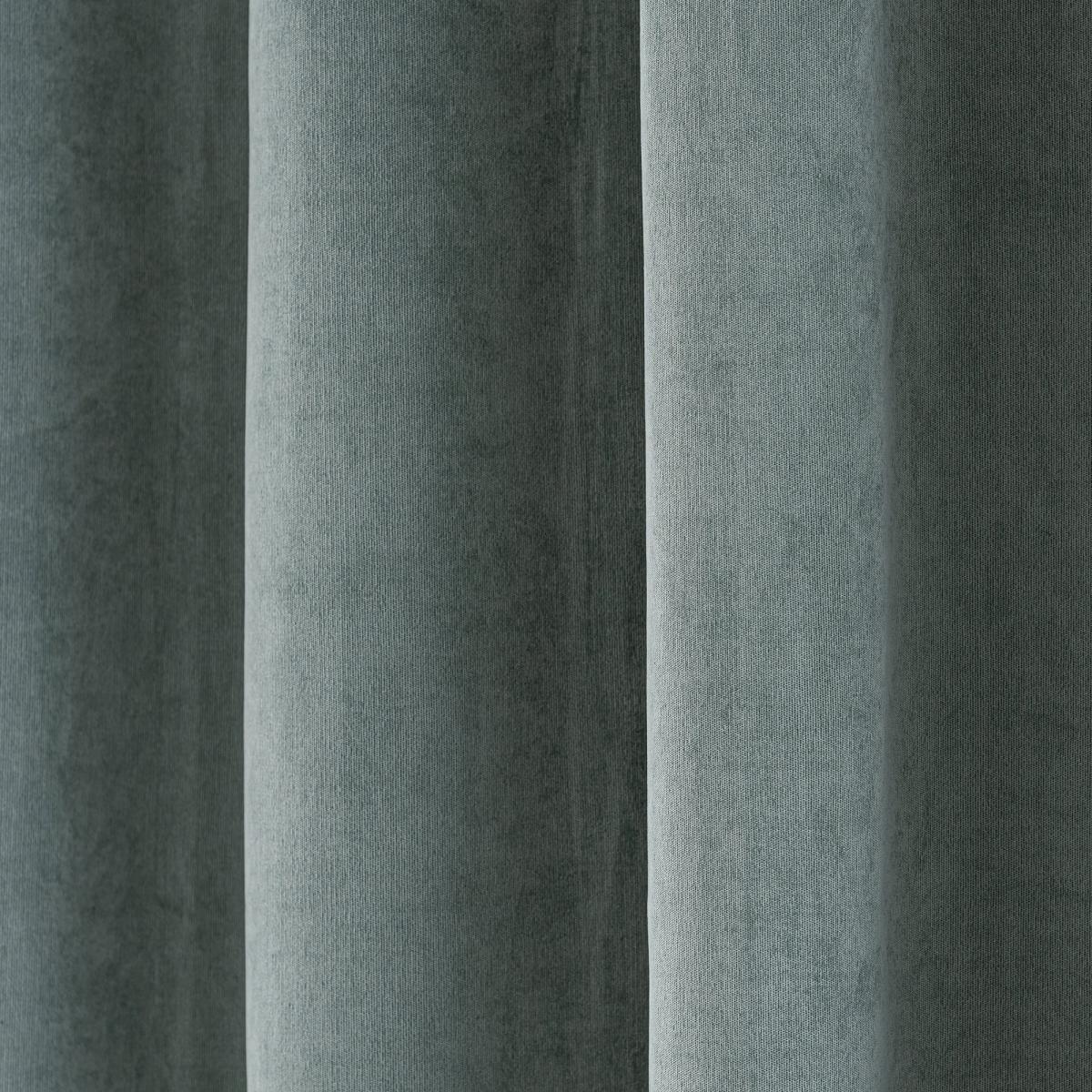 Margot Velour Lily Pad Blue Eyelet Curtains Green – image 5