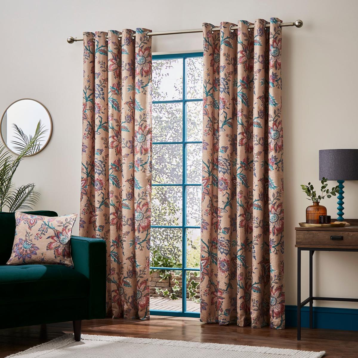 Jacobean Gold Eyelet Curtains Gold – image 2