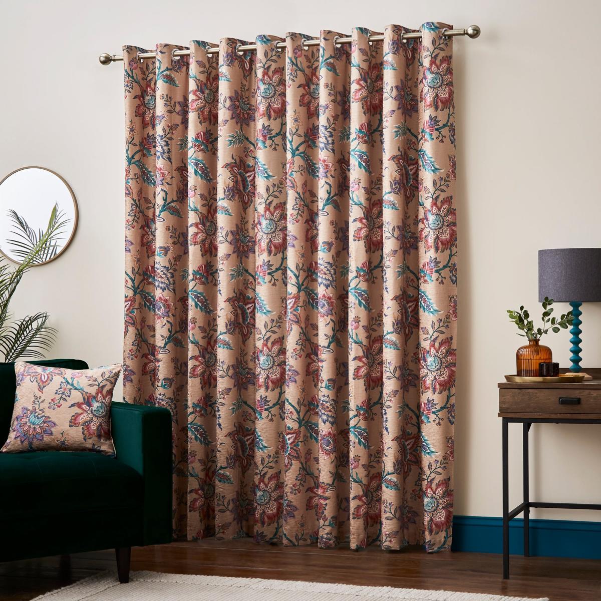 Jacobean Gold Eyelet Curtains Gold – image 4