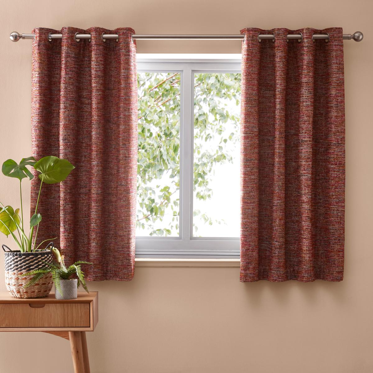 Kala Red Eyelet Curtains Red – image 2