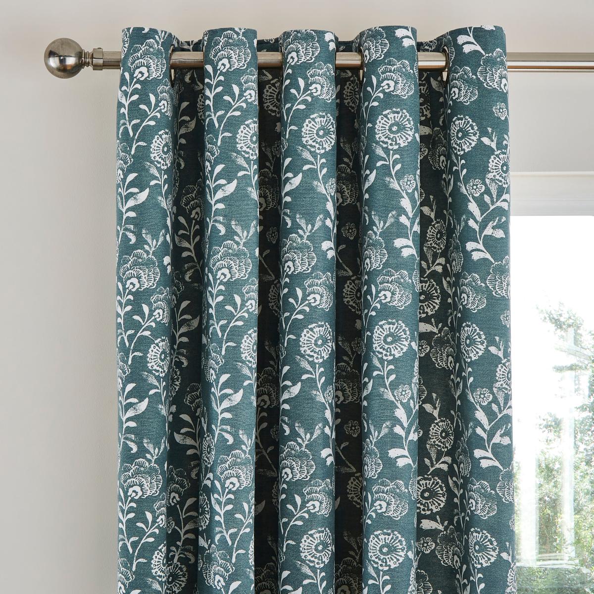 Maeva Blue Eyelet Curtains Blue – image 1