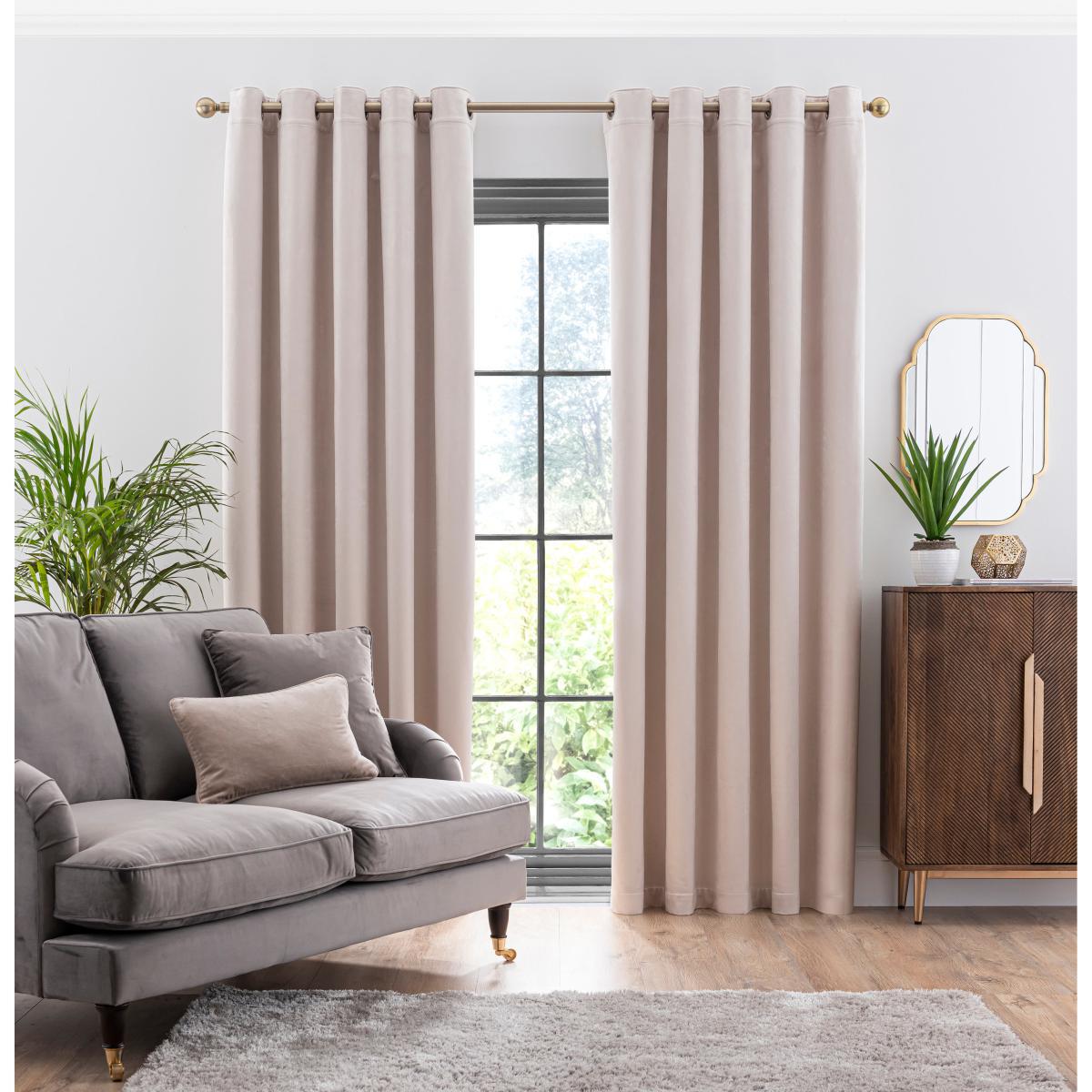 Isla Ultra Blackout White Sand Eyelet Curtains White Sand – image 2