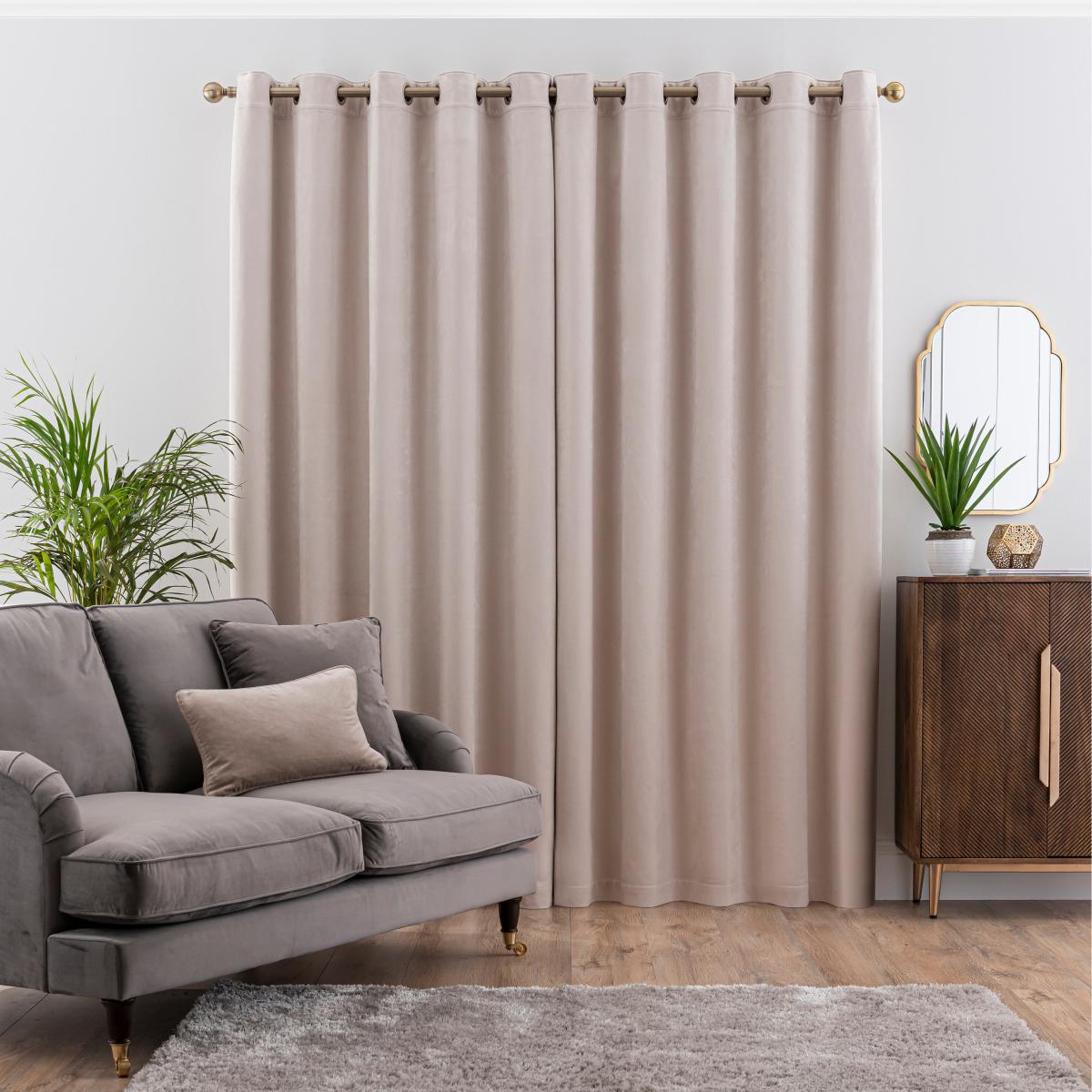 Isla Ultra Blackout White Sand Eyelet Curtains White Sand – image 3