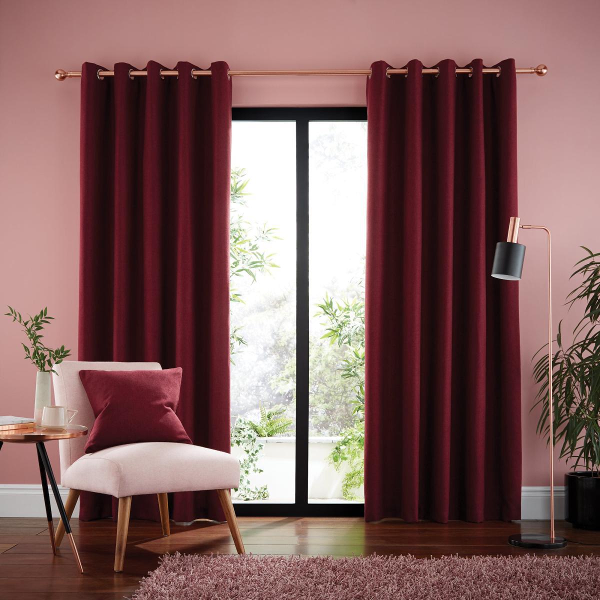 Jennings Merlot Eyelet Curtains Red – image 2