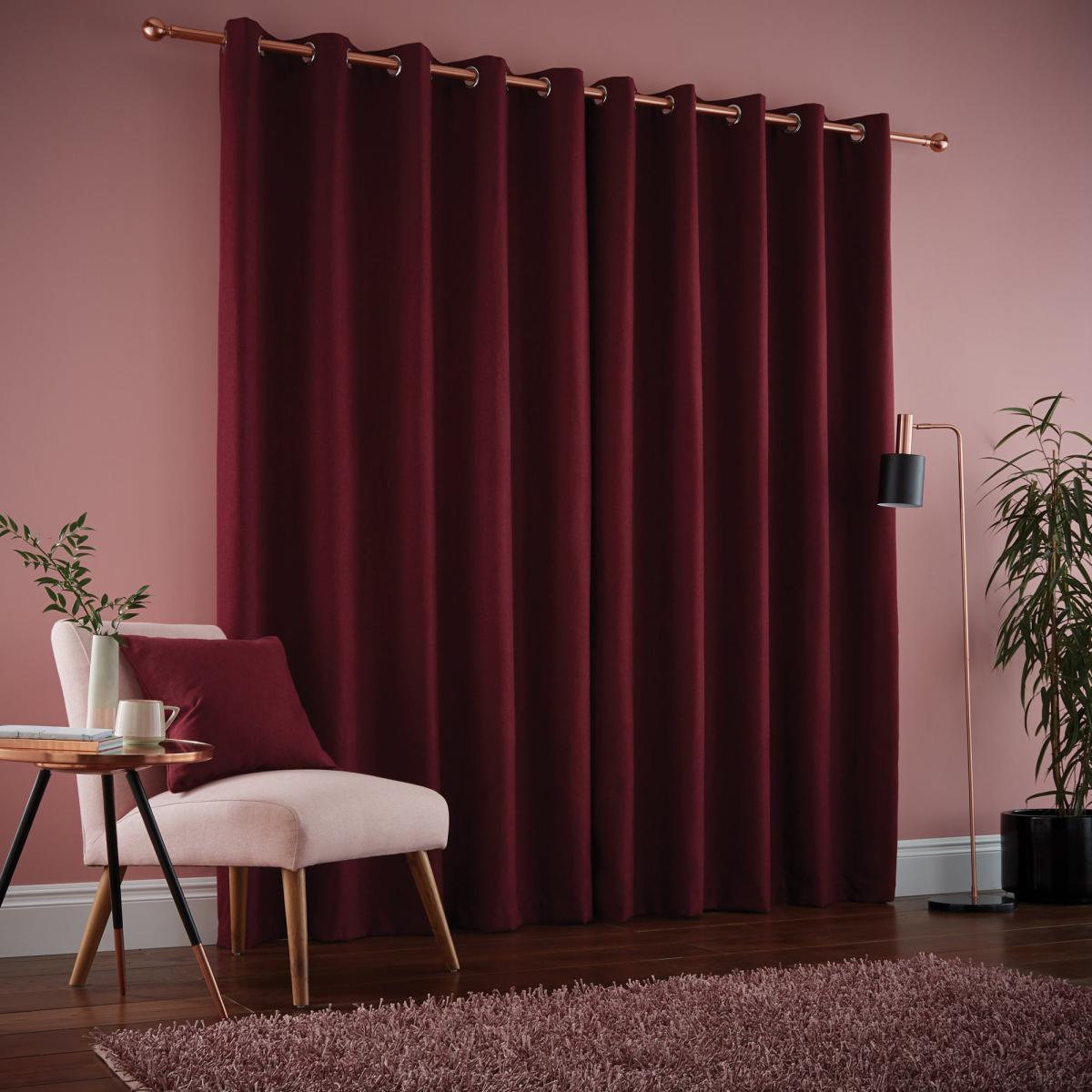 Jennings Merlot Eyelet Curtains Red – image 4