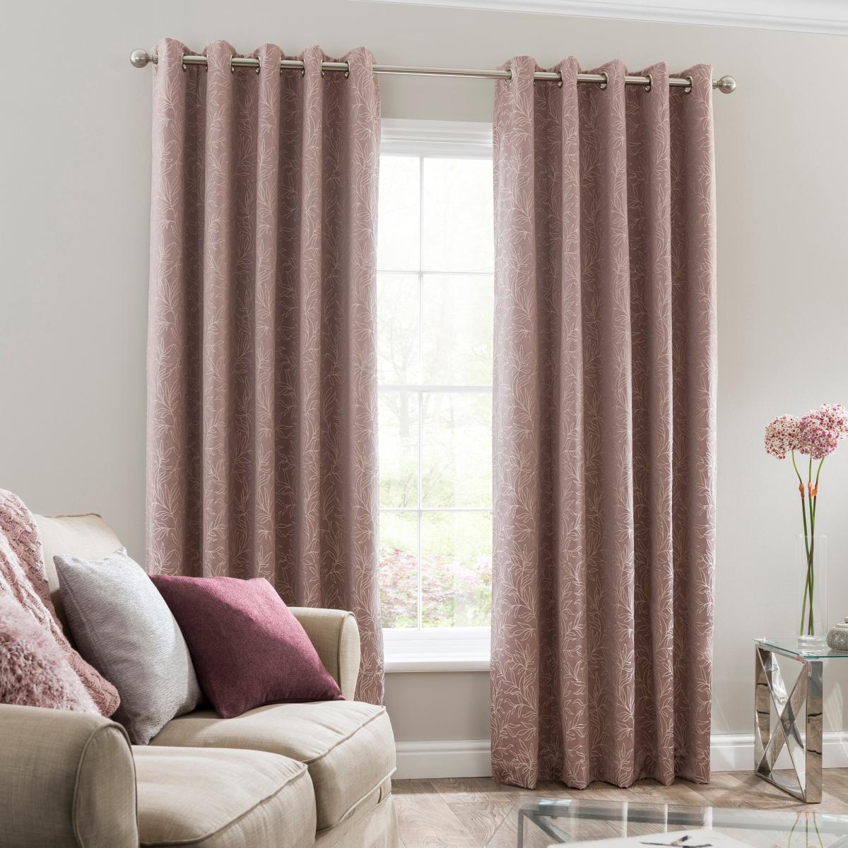 Siam Floral Blush Jacquard Eyelet Curtains Blush Pink – image 2