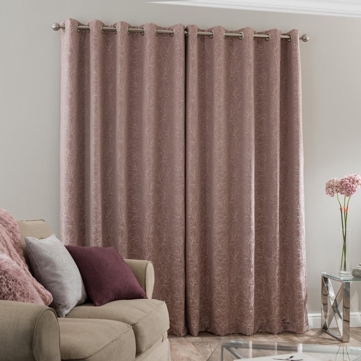 Siam Floral Blush Jacquard Eyelet Curtains Blush Pink – image 3