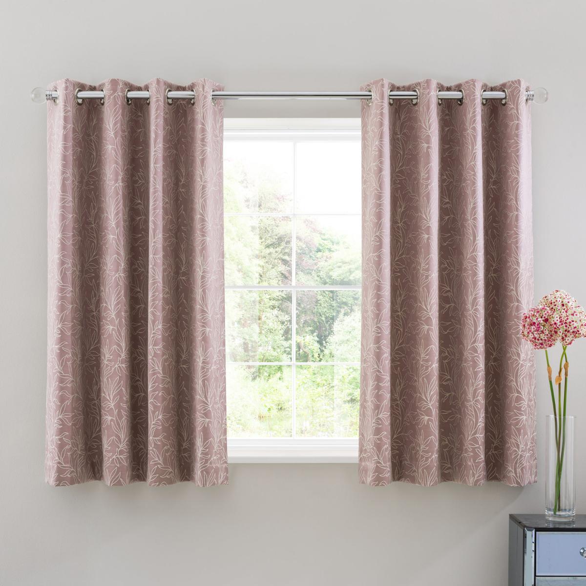 Siam Floral Blush Jacquard Eyelet Curtains Blush Pink – image 4