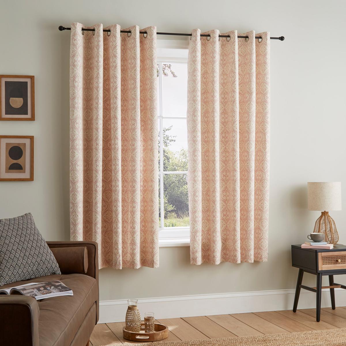 Boho Trellis Eyelet Curtains Rose – image 2