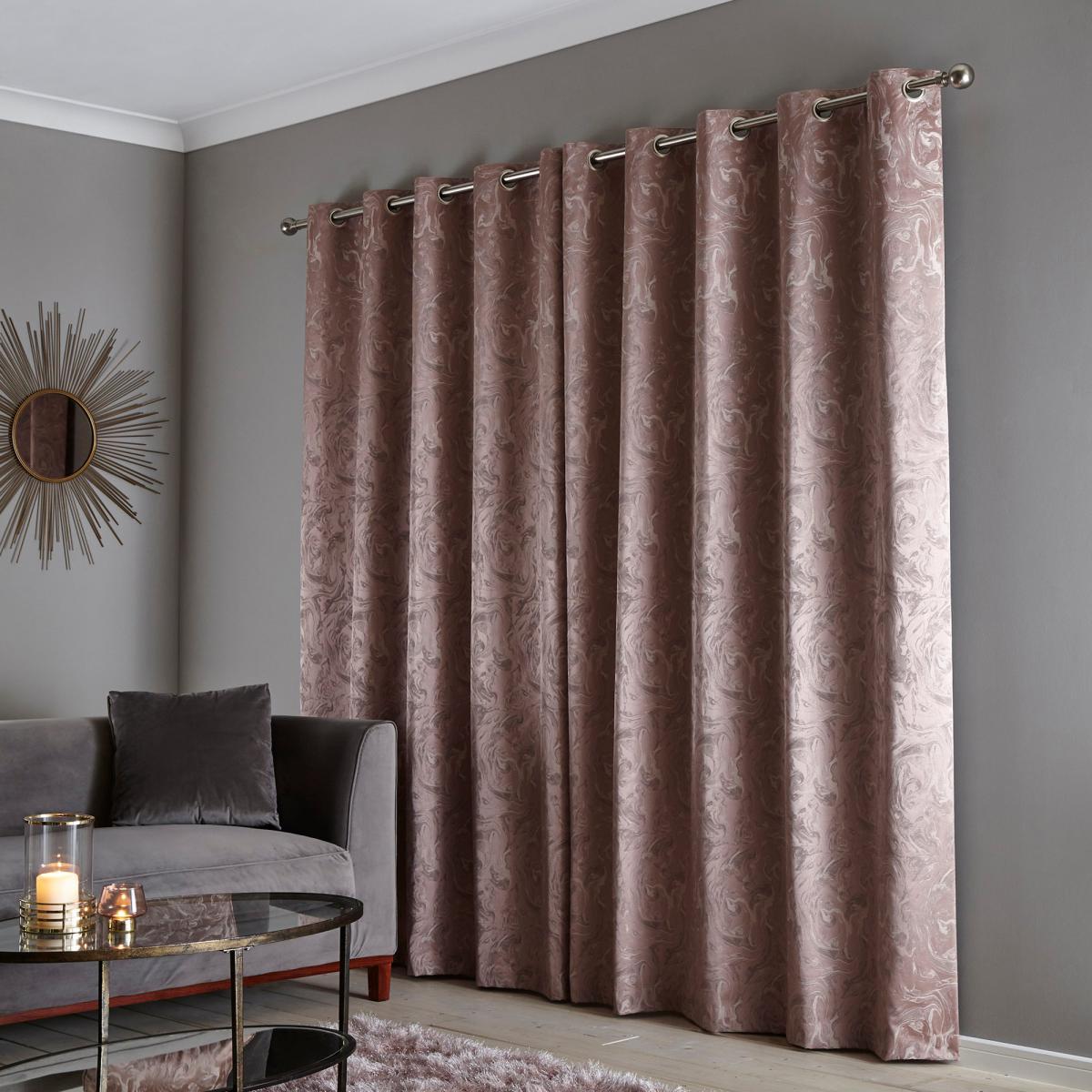 Diablo Marble Woven Eyelet Curtains Pink – image 3