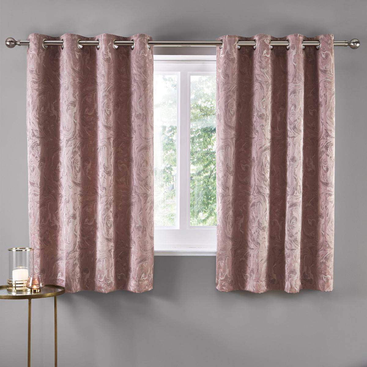 Diablo Marble Woven Eyelet Curtains Pink – image 4