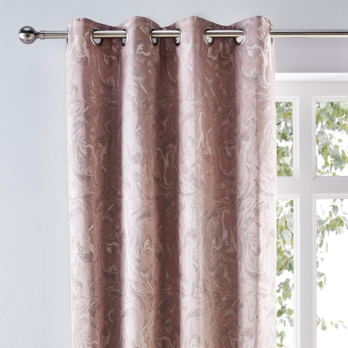 Diablo Marble Woven Eyelet Curtains Pink – image 1