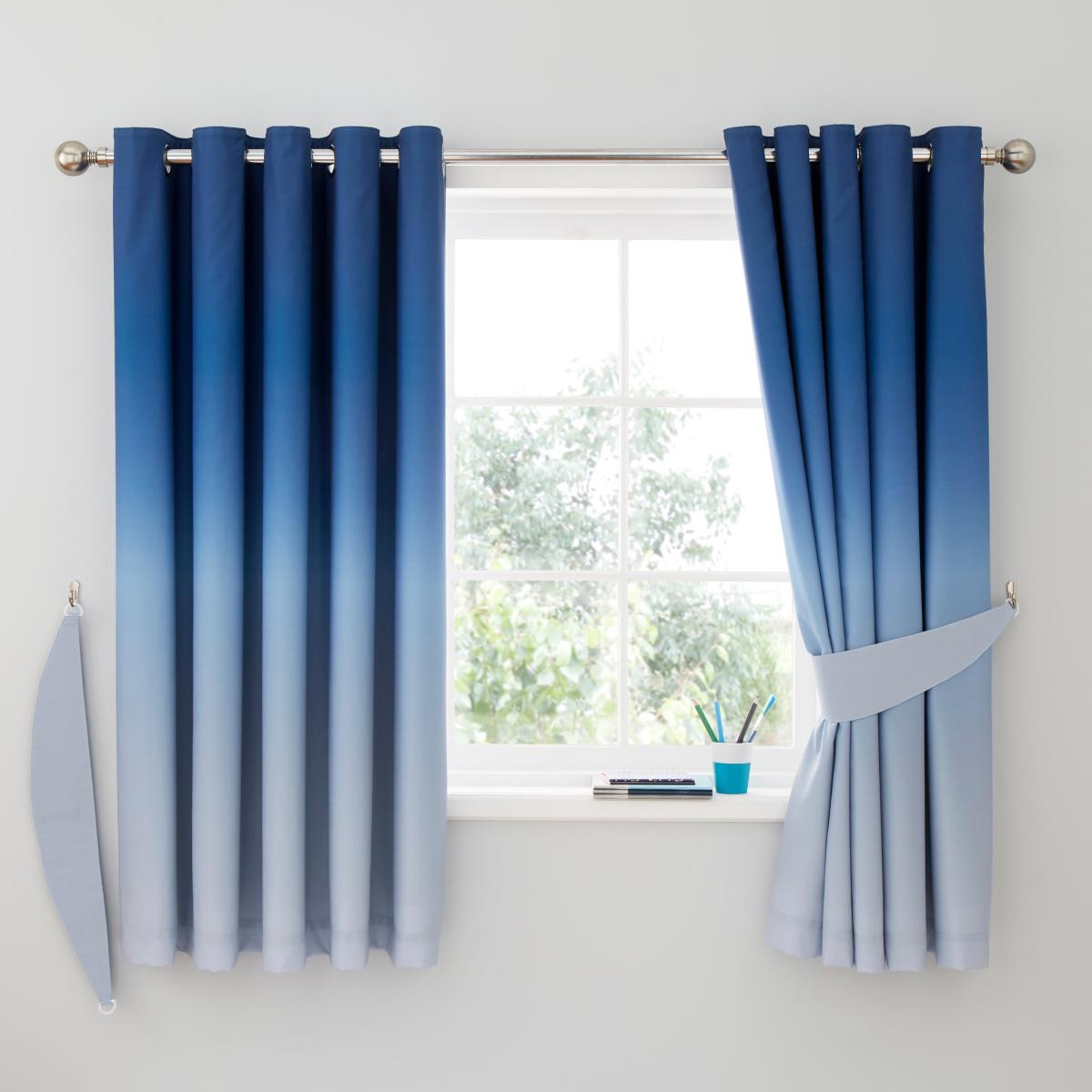 Navy Ombre Blackout Eyelet Curtains Navy Blue/Light Blue – image 2