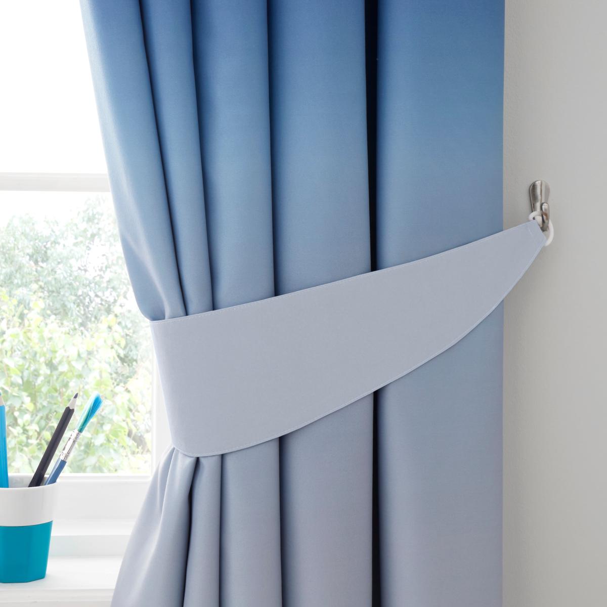 Navy Ombre Blackout Eyelet Curtains Navy Blue/Light Blue – image 3