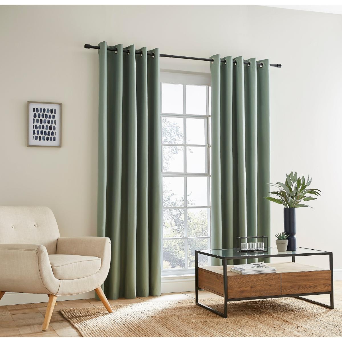 Berlin Lilypad Thermal Blackout Eyelet Curtains Green – image 2