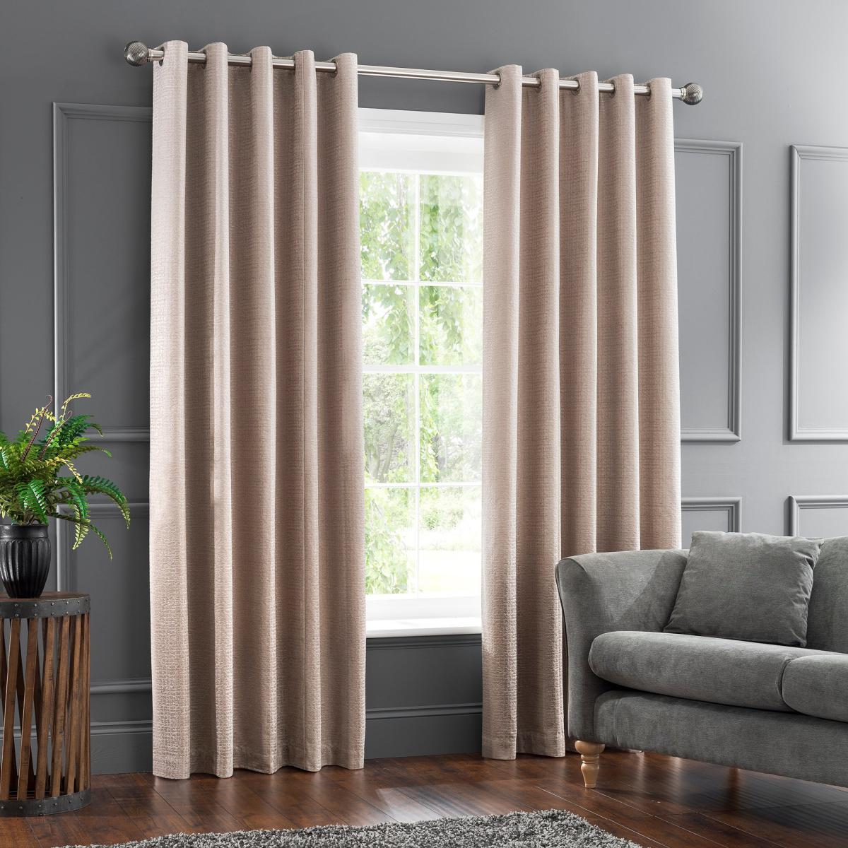 Newby Natural Eyelet Curtains Brown – image 2