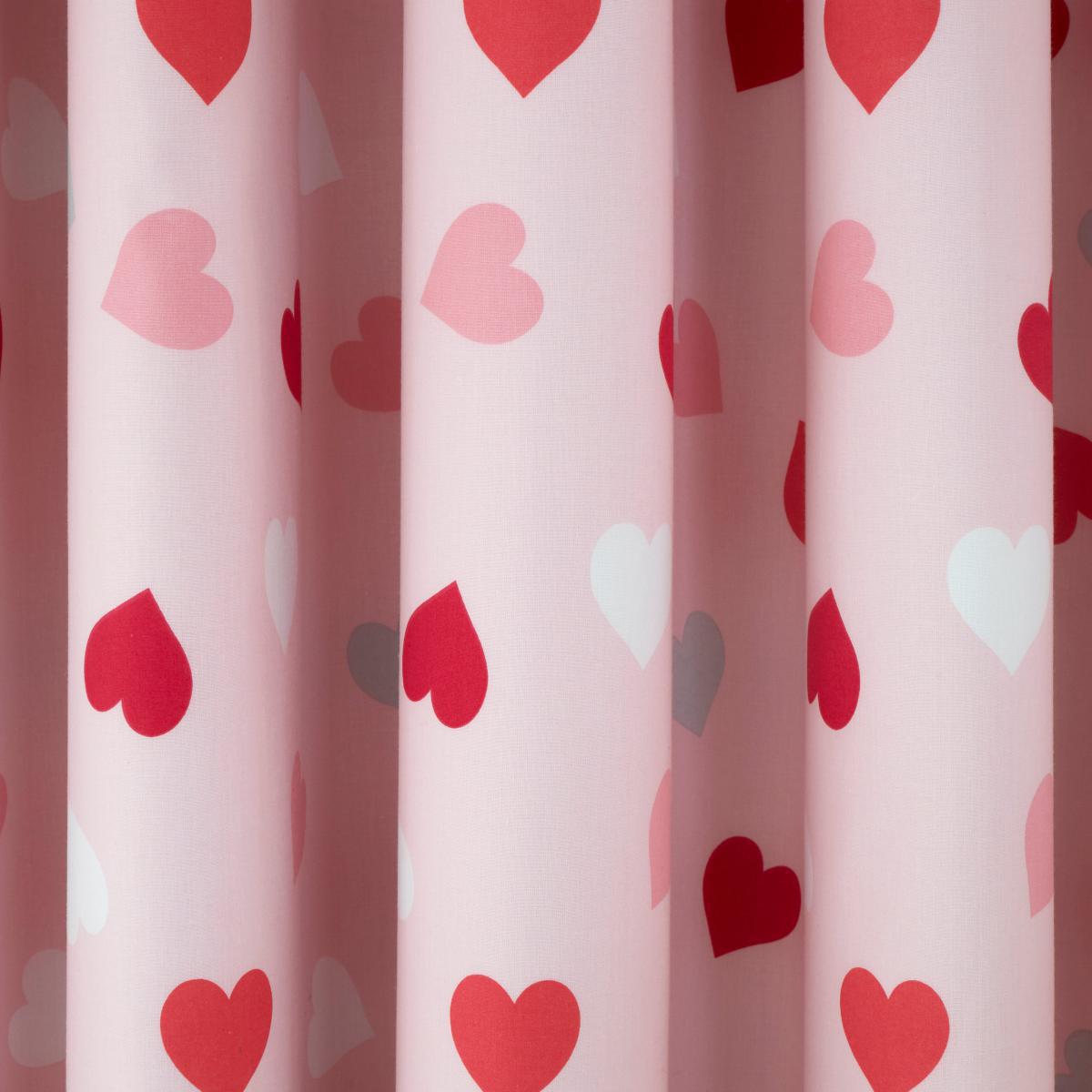 Loveable Hearts Blackout Eyelet Curtains Pink and White – image 3