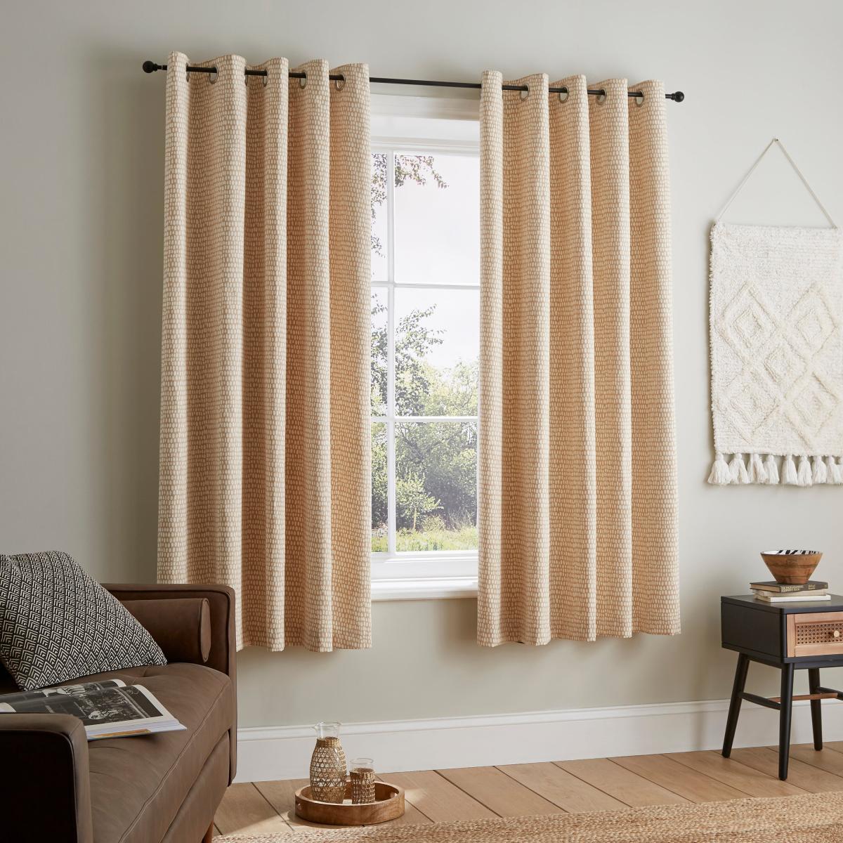 Cobble Stripe Eyelet Curtains Brown – image 2