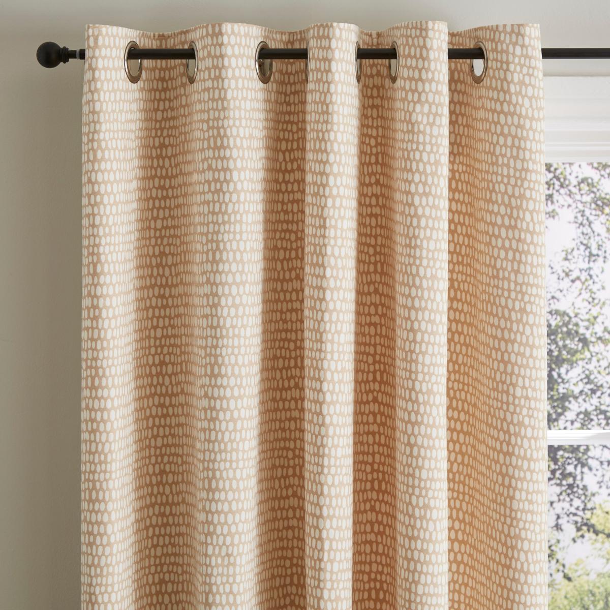 Cobble Stripe Eyelet Curtains Brown – image 1