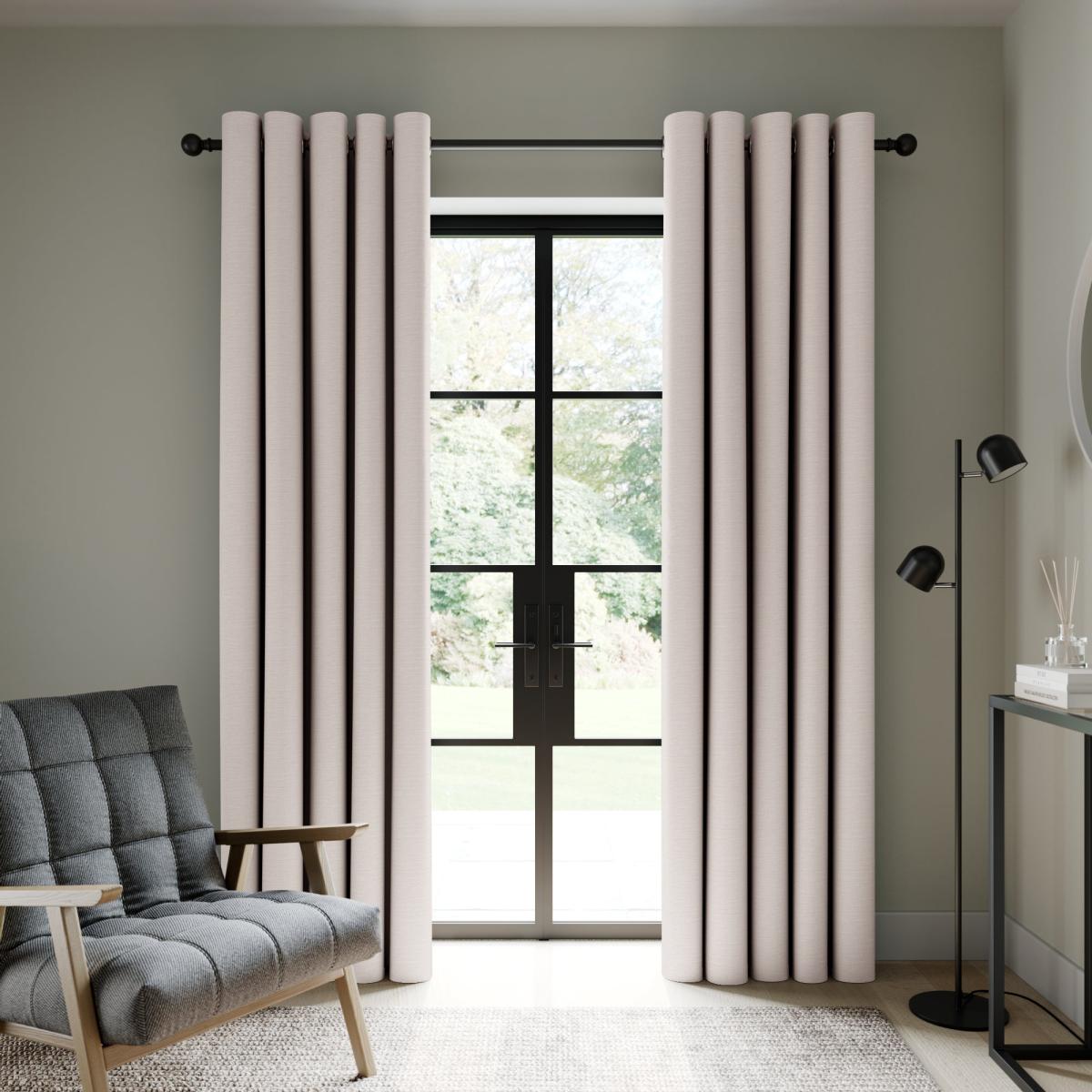 Bamboo Mix Mushroom Eyelet Curtains Beige – image 2