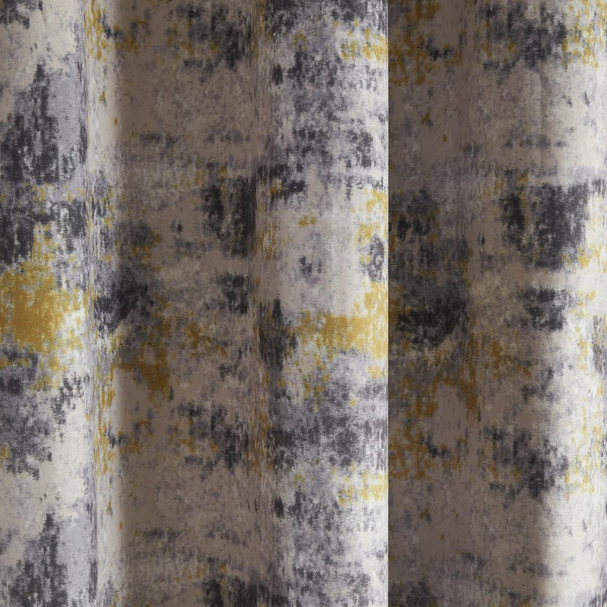 Cove Textured Print Ochre Eyelet Curtains Ochre – image 3