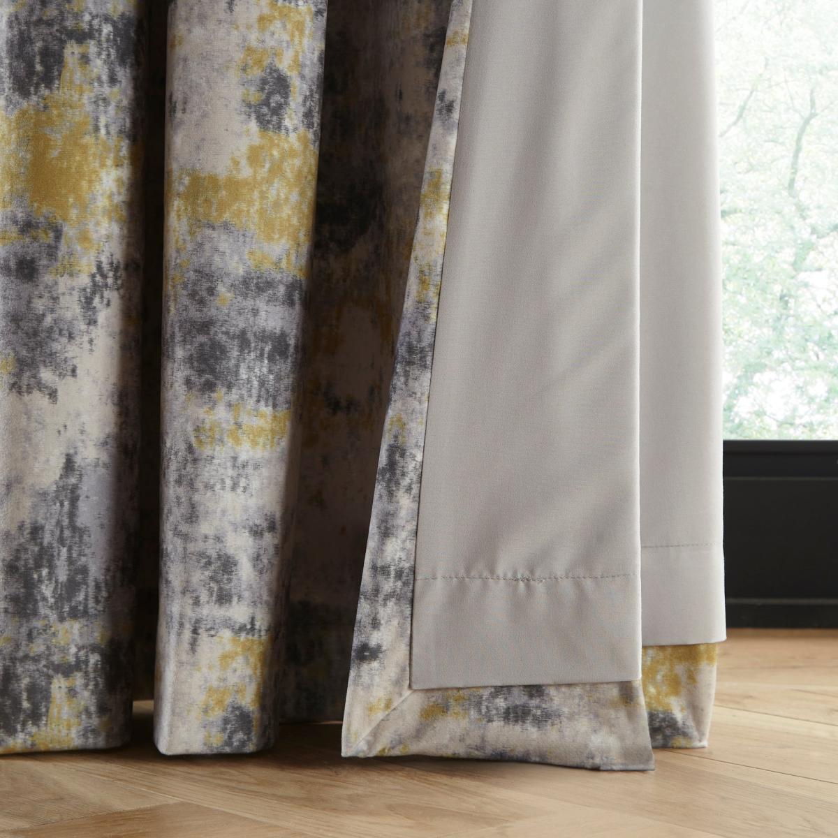 Cove Textured Print Ochre Eyelet Curtains Ochre – image 6