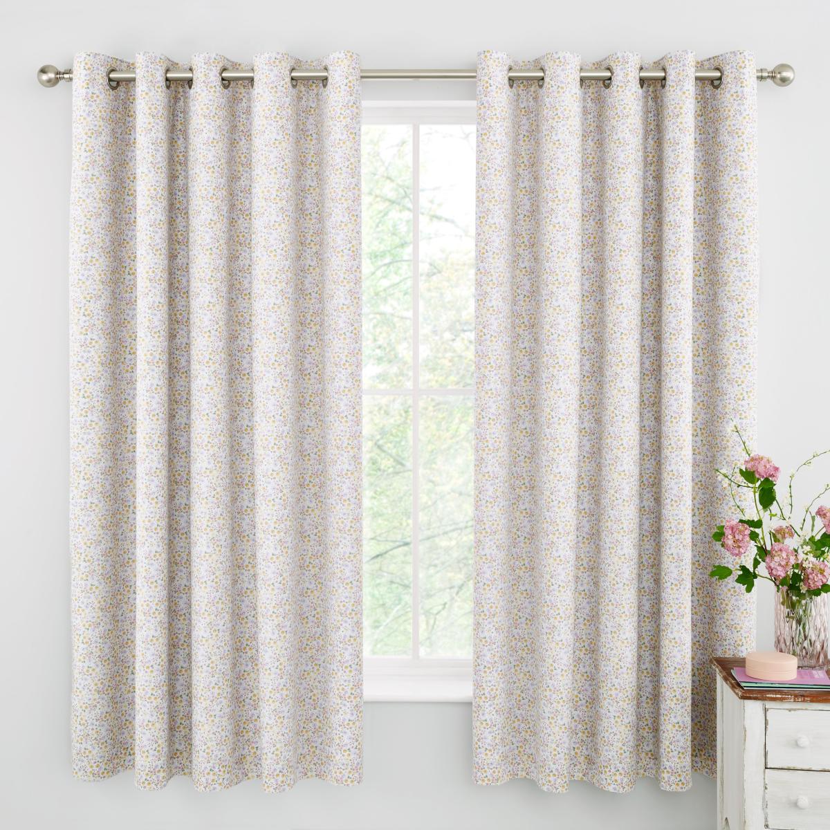 Madeline Ditsy Purple Eyelet Curtains Purple – image 2