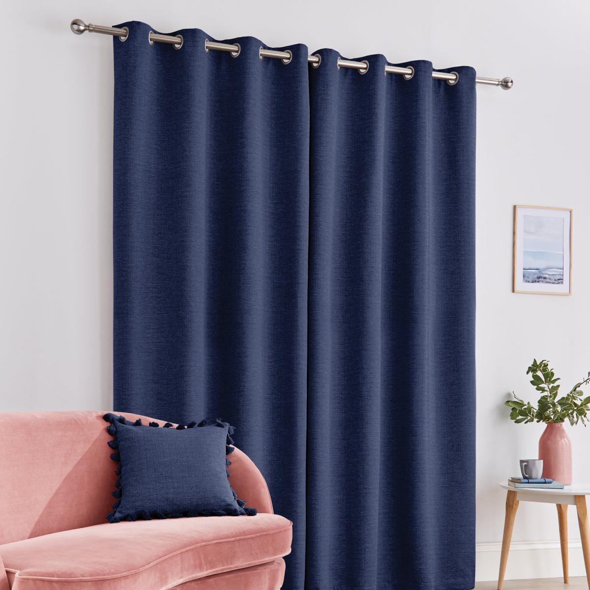 Tassel Navy Eyelet Curtains Navy Blue – image 3