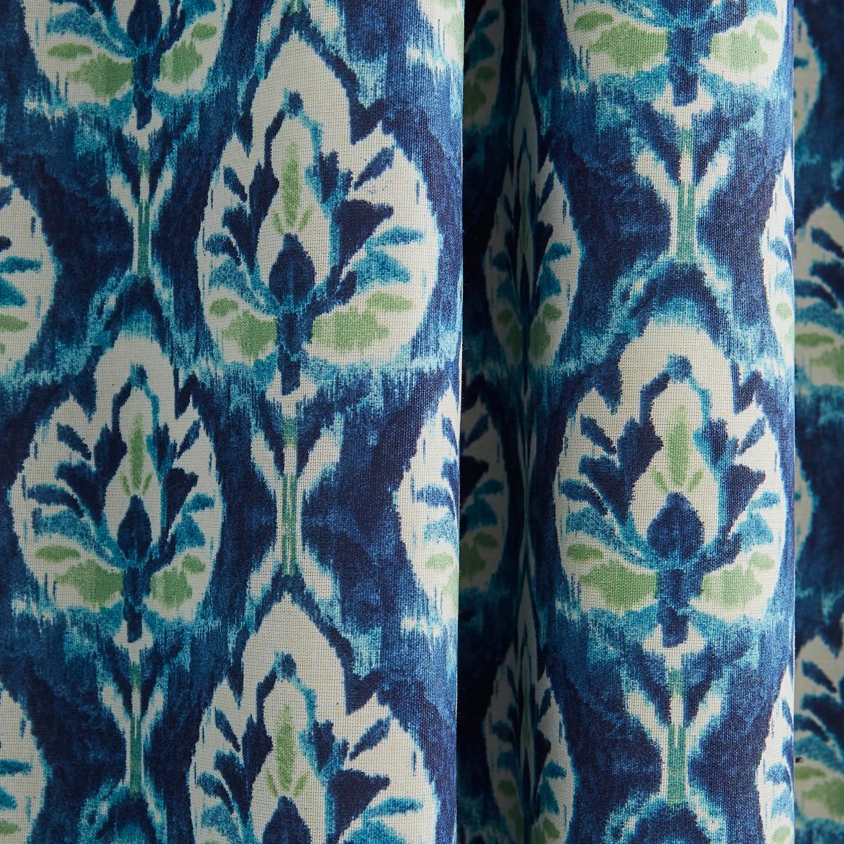 Ikat Navy Blackout Eyelet Curtains Navy Blue/White/Green – image 3