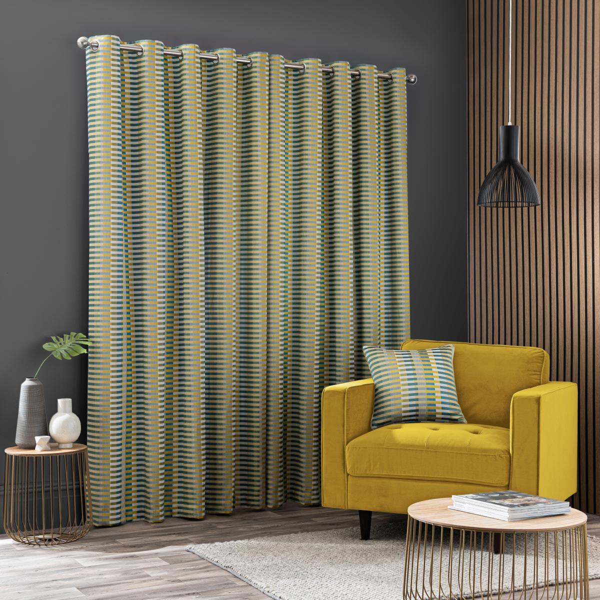 Elements Kansas Stripe Chartreuse Eyelet Curtains Chartreuse – image 2