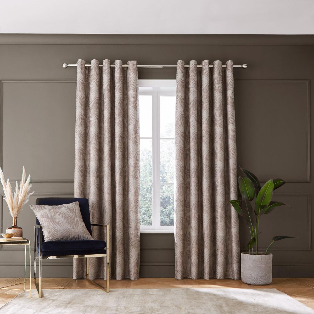 Hyperion Interiors Tamra Palm Natural Eyelet Curtains Beige – image 2