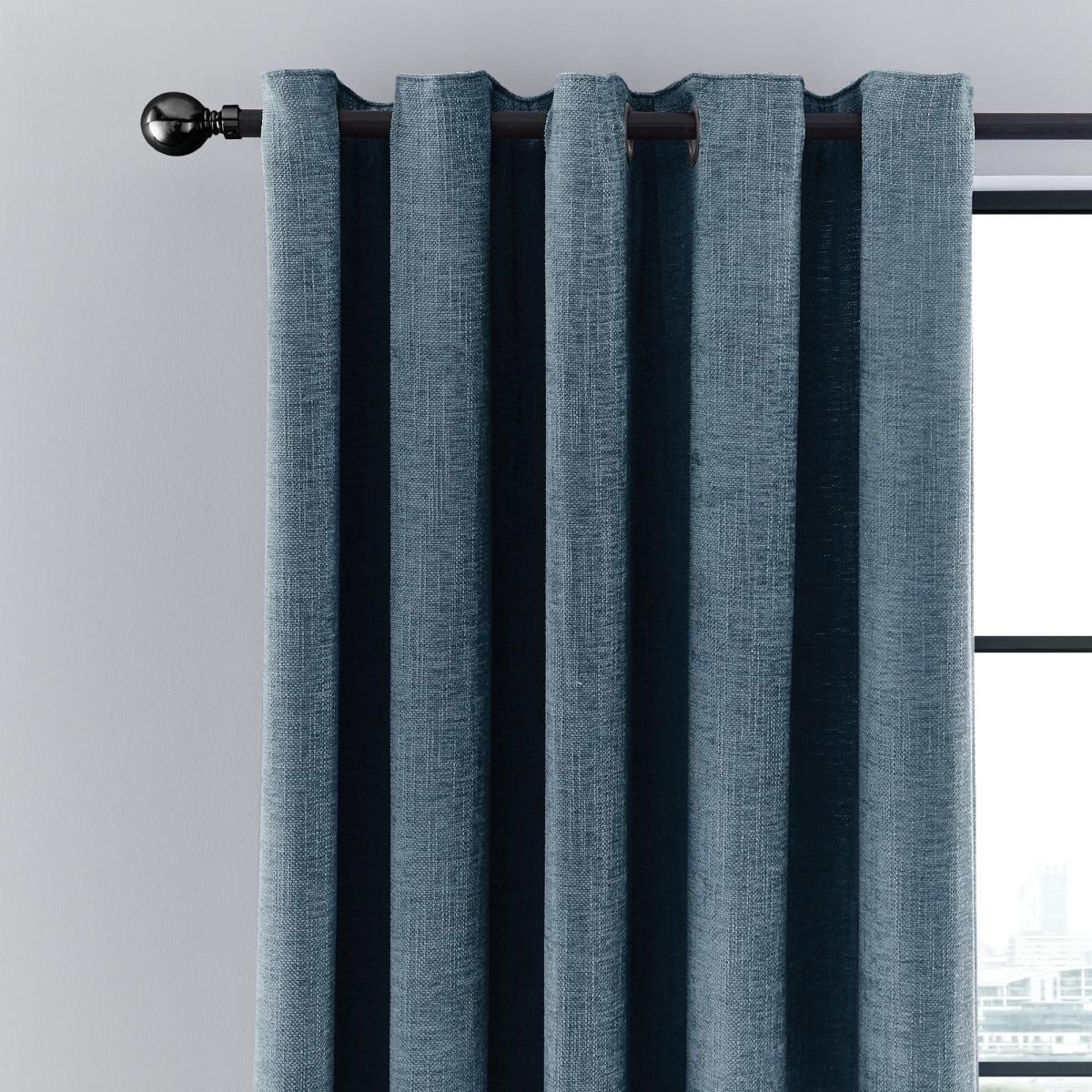 Aubrey Navy Chenille Eyelet Curtains Navy Blue – image 2