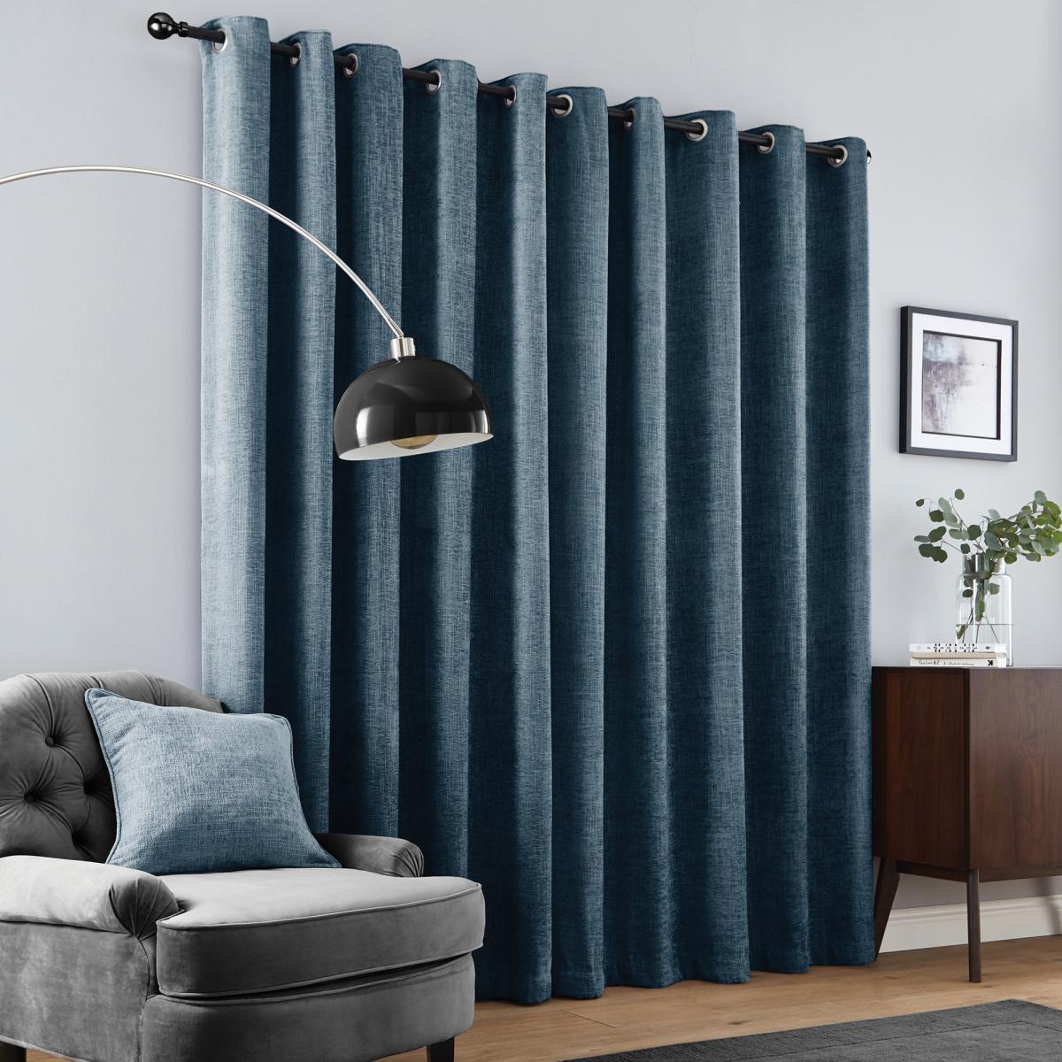 Aubrey Navy Chenille Eyelet Curtains Navy Blue – image 4