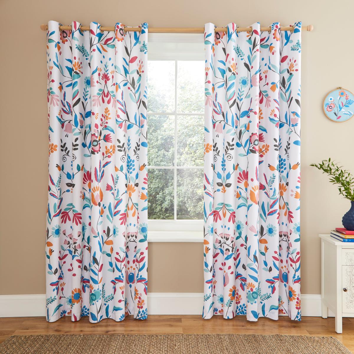 Norah Teal Blackout Eyelet Curtains Blue – image 4