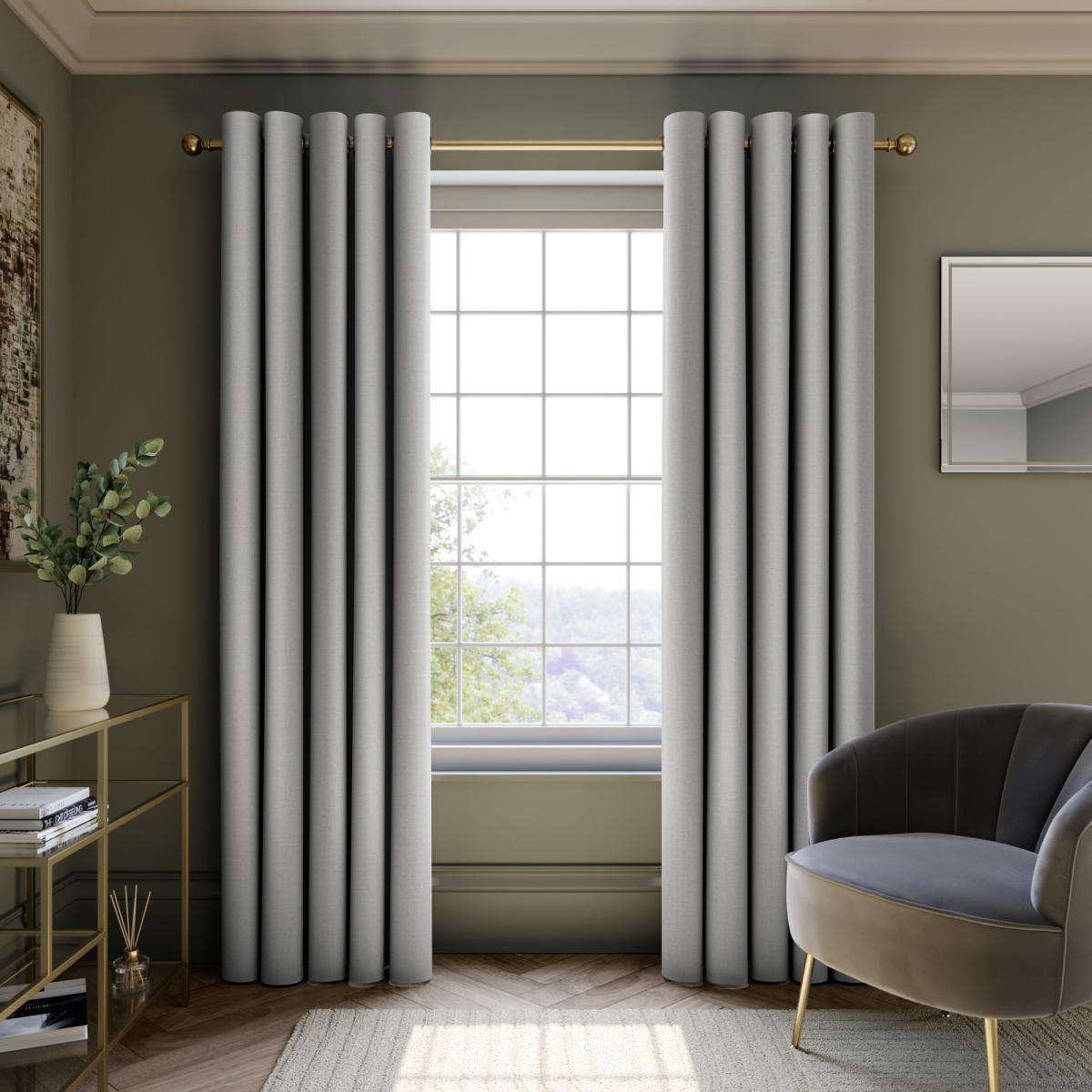 Mendoza Velour Stone Blackout Eyelet Curtains Stone – image 2