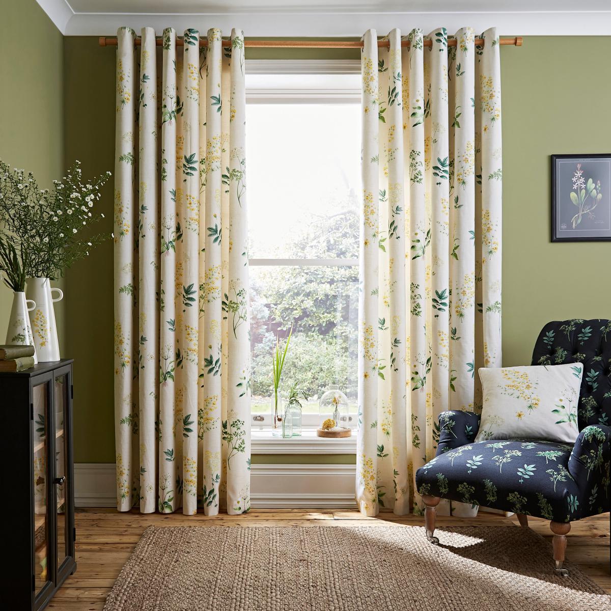 Marsh Botanical Ochre Eyelet Curtains Ochre – image 2